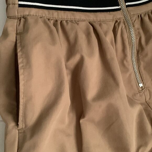 Zara Basic Tan Zip Front Elastic Waist Two Pockets Sides Size S - Picture 7 of 9